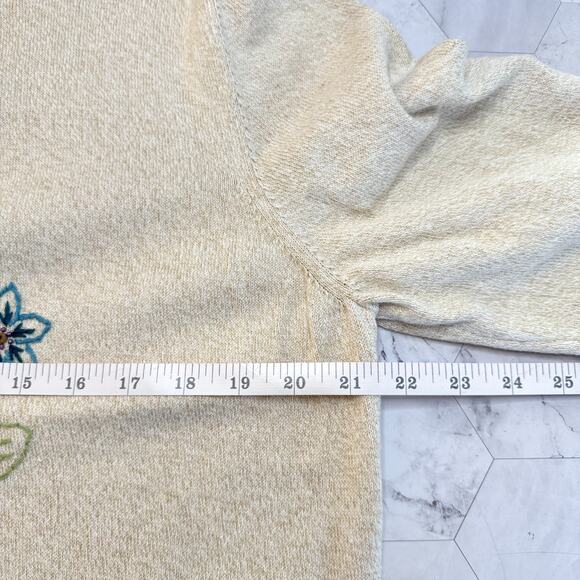 Alfred Dunner Embroidered Beaded Beige Fall Floral Cable Knit Womens XL Sweater - Picture 4 of 8